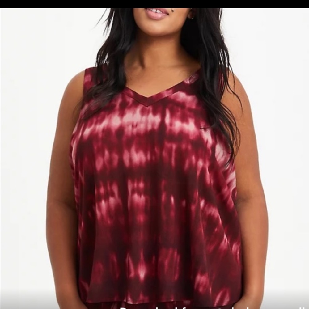 TORRID Crinkle Gauze Wine Tie Dye Tank Top PLUS 2X